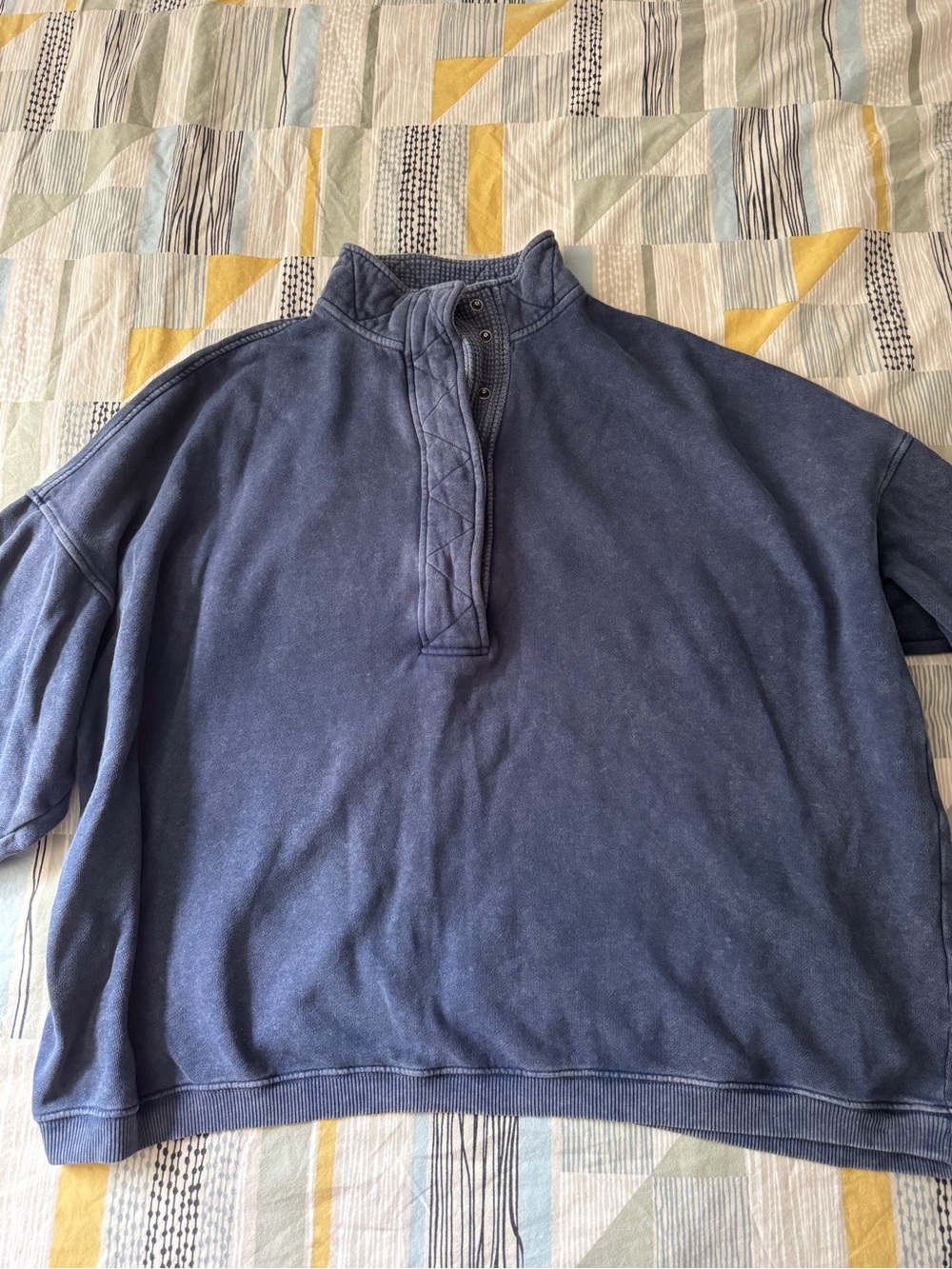 aerie Washed Navy Half-Zip Boxy Sweatshirt